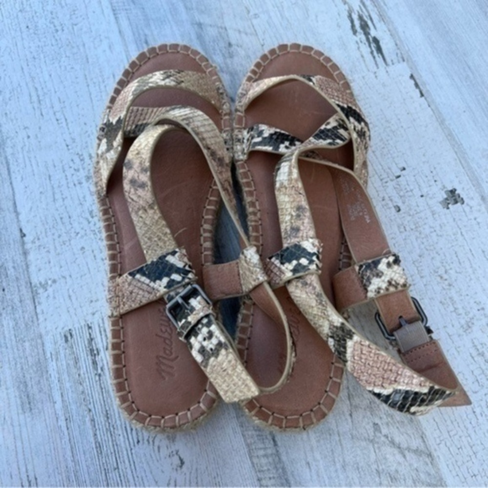 Madewell Snake Print Espadrille Platform Sandals - Beige/Tan/Black - Picture 13 of 13